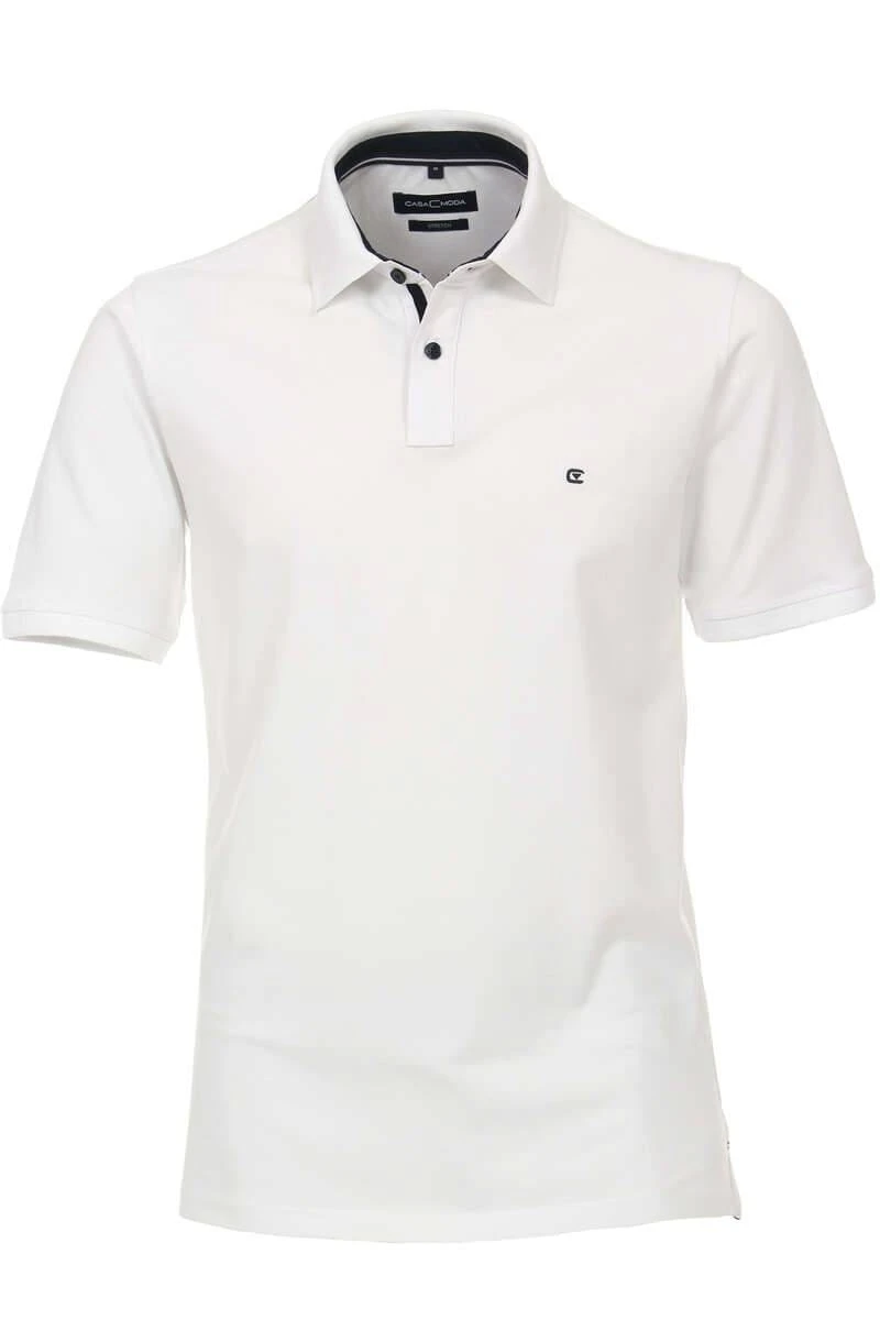 Casa Moda Casual Fit Poloshirt Weiss, Einfarbig 3 Casa Moda Casual Fit Poloshirt Weiss, Einfarbig
