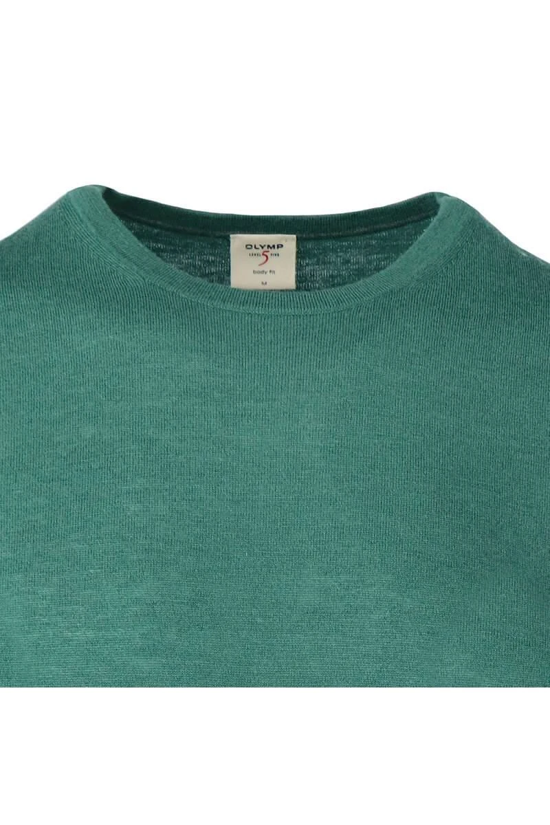 OLYMP Level Five Body Fit Herren StrickpulloverRundhals Grün 4 OLYMP Level Five Body Fit Herren StrickpulloverRundhals Grün – Bild 2