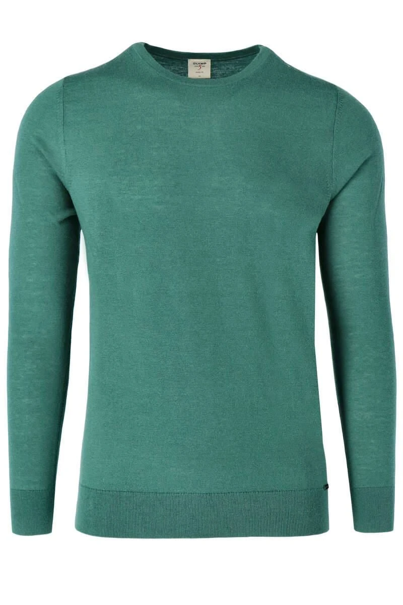 OLYMP Level Five Body Fit Herren StrickpulloverRundhals Grün 3 OLYMP Level Five Body Fit Herren StrickpulloverRundhals Grün