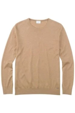 OLYMP Level Five Body Fit Herren Pullover Rundhals Camel