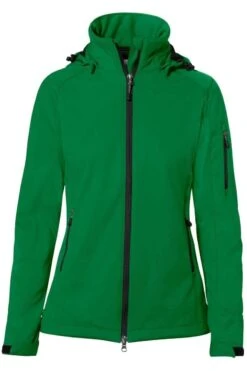 HAKRO 248 Regular Fit Damen SoftshelljackeKapuze (abnehmbar) Dunkelgrün
