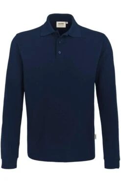 HAKRO 815 Comfort Fit Longsleeve Poloshirt Nachtblau, Einfarbig
