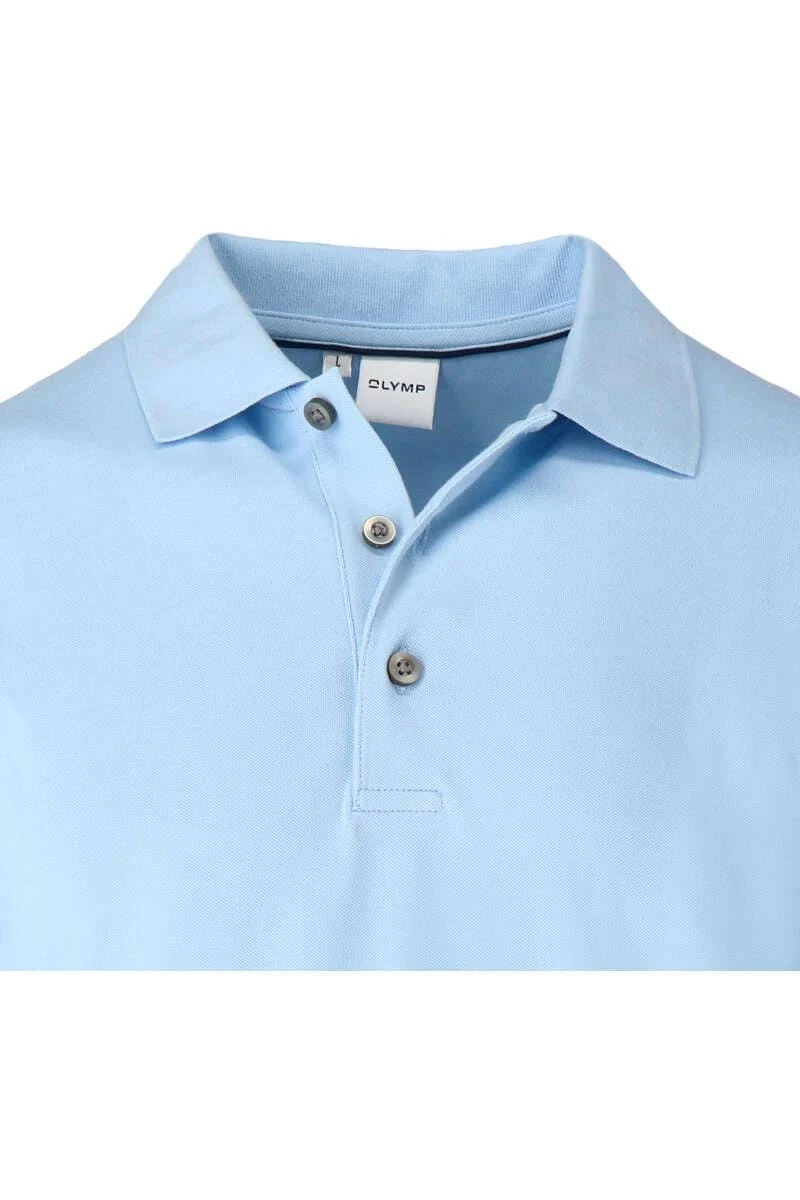 OLYMP Modern Fit Poloshirt Hellblau, Einfarbig 4 OLYMP Modern Fit Poloshirt Hellblau, Einfarbig – Bild 2