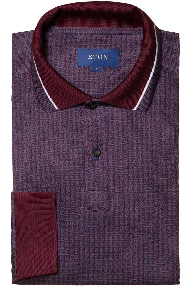 ETON Slim Fit Longsleeve Poloshirt Aubergine, Strukturiert 3 ETON Slim Fit Longsleeve Poloshirt Aubergine, Strukturiert