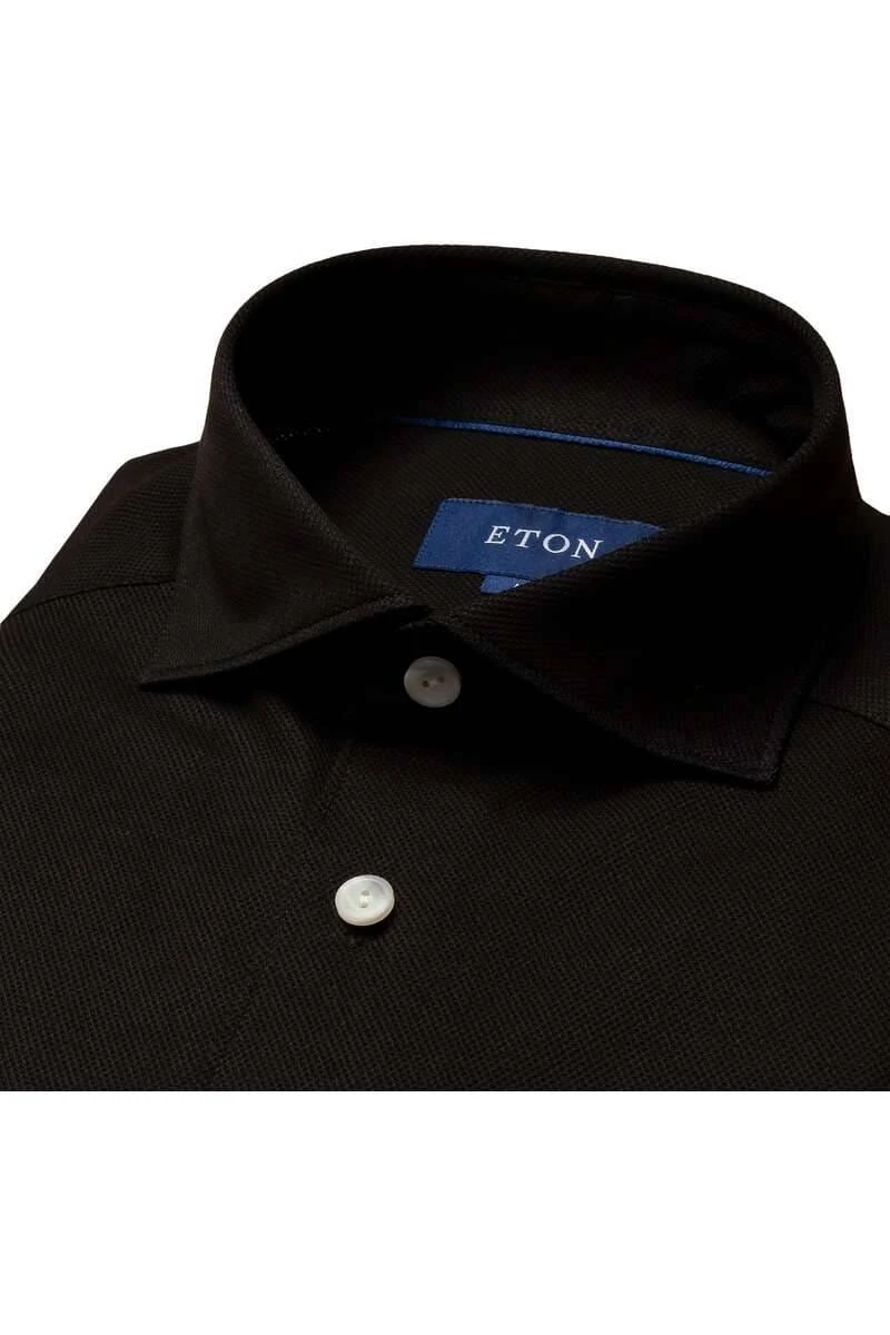 ETON Slim Fit Longsleeve Poloshirt Schwarz, Einfarbig 4 ETON Slim Fit Longsleeve Poloshirt Schwarz, Einfarbig – Bild 2