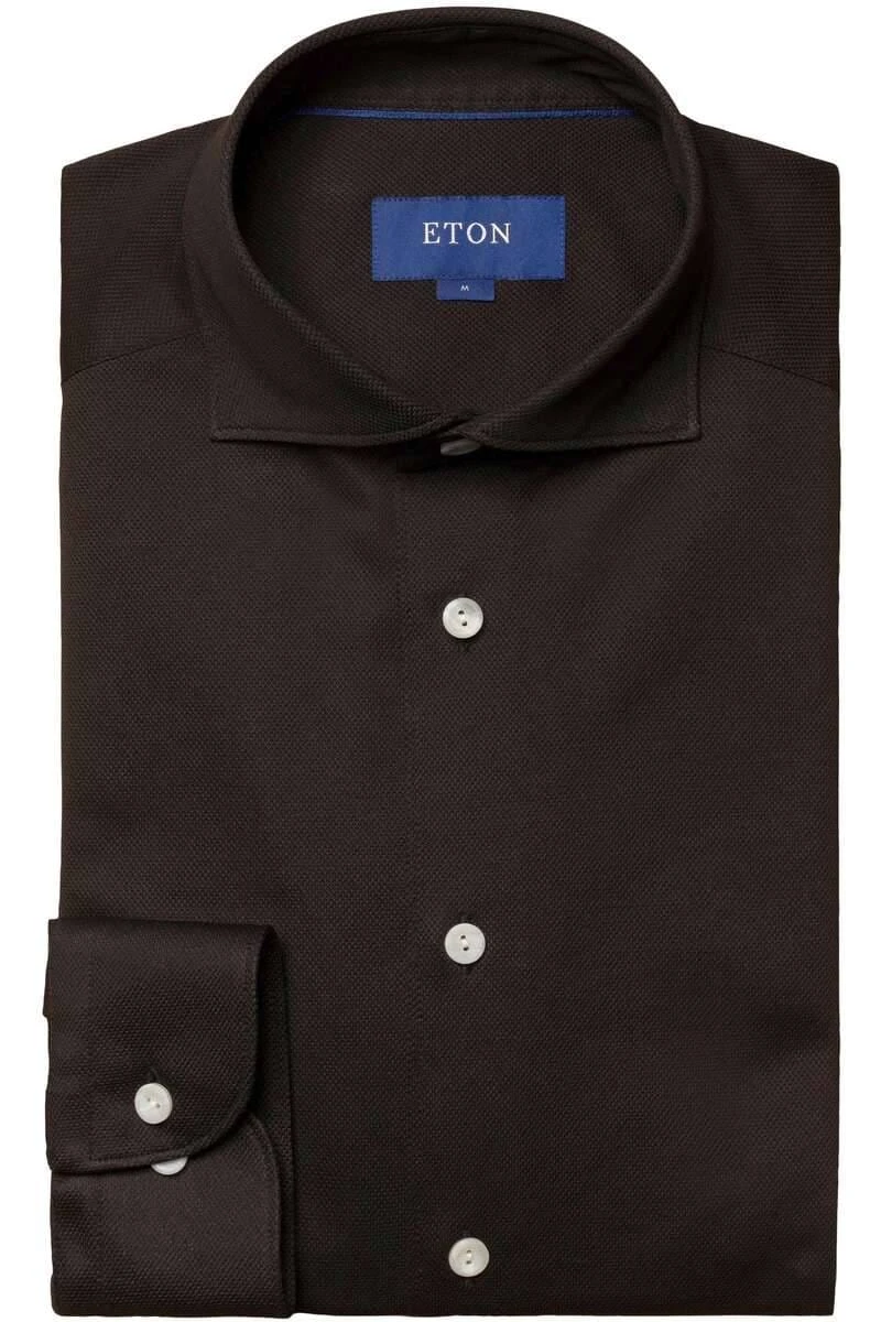 ETON Slim Fit Longsleeve Poloshirt Schwarz, Einfarbig 3 ETON Slim Fit Longsleeve Poloshirt Schwarz, Einfarbig