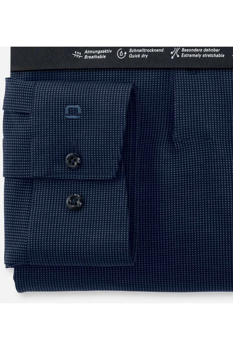 OLYMP Luxor Modern Fit Longsleeve Poloshirt Marine, Gemustert 5 OLYMP Luxor Modern Fit Longsleeve Poloshirt Marine, Gemustert – Bild 3