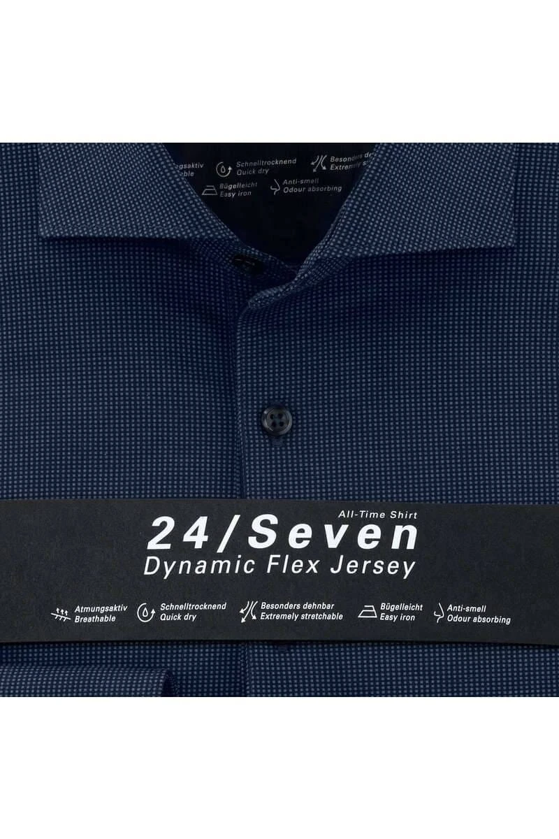 OLYMP Luxor Modern Fit Longsleeve Poloshirt Marine, Gemustert 6 OLYMP Luxor Modern Fit Longsleeve Poloshirt Marine, Gemustert – Bild 4