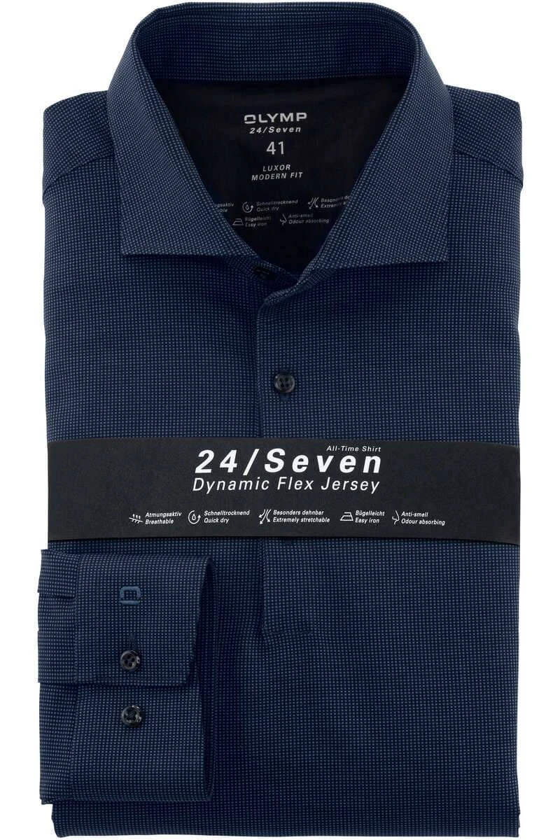 OLYMP Luxor Modern Fit Longsleeve Poloshirt Marine, Gemustert 3 OLYMP Luxor Modern Fit Longsleeve Poloshirt Marine, Gemustert