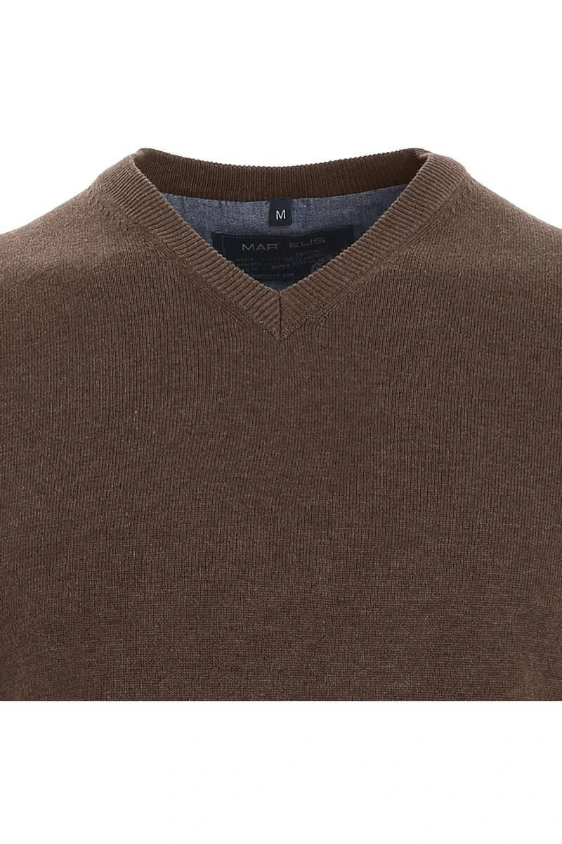 Marvelis Herren Pullover V-Ausschnitt Braun 4 Marvelis Herren Pullover V-Ausschnitt Braun – Bild 2