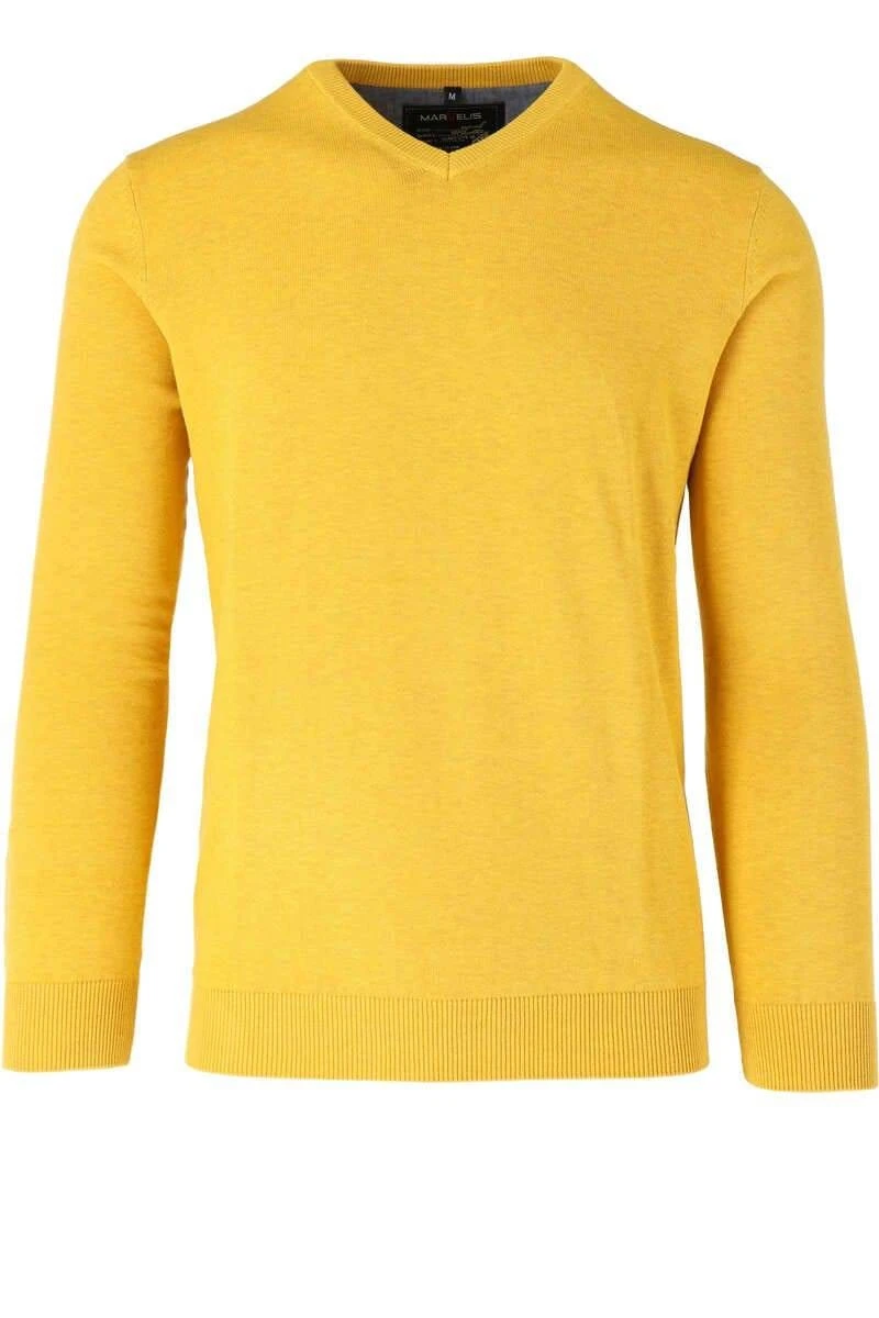 Marvelis Modern Fit Herren Pullover V-Ausschnitt Gelb 3 Marvelis Modern Fit Herren Pullover V-Ausschnitt Gelb