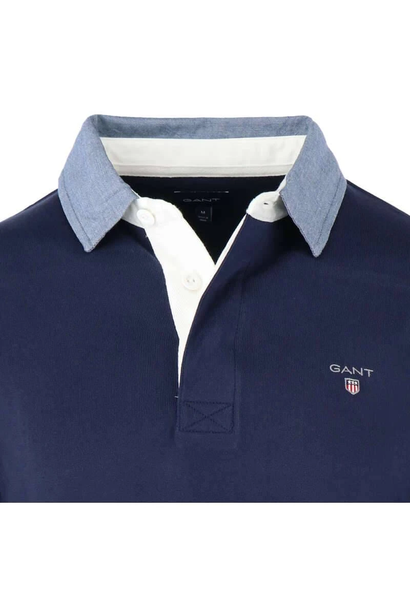 GANT Regular Fit Herren Pullover Twillkragen Nachtblau 4 GANT Regular Fit Herren Pullover Twillkragen Nachtblau – Bild 2