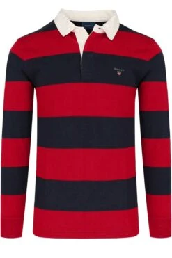 GANT Regular Fit Longsleeve Poloshirt Rot/blau, Querstreifen