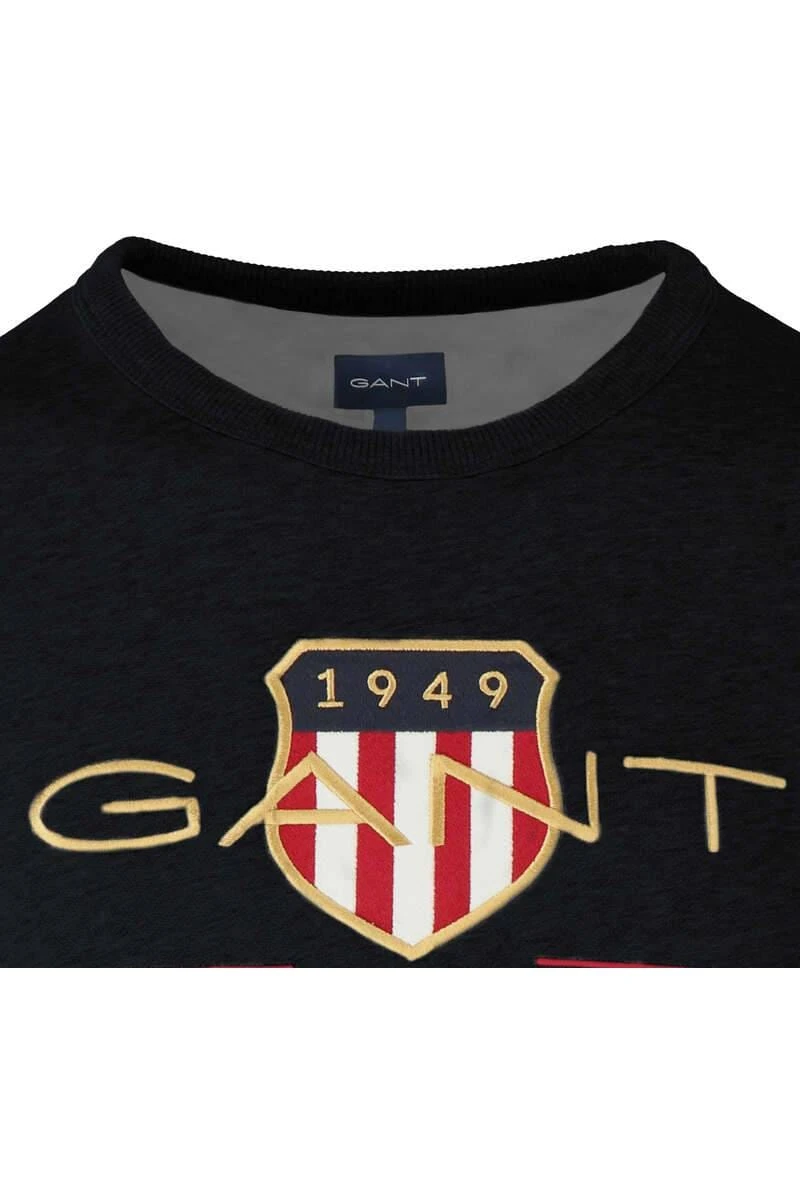 GANT Regular Fit Herren Pullover Rundhals Schwarz 4 GANT Regular Fit Herren Pullover Rundhals Schwarz – Bild 2