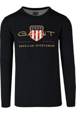 GANT Regular Fit Herren Pullover Rundhals Schwarz