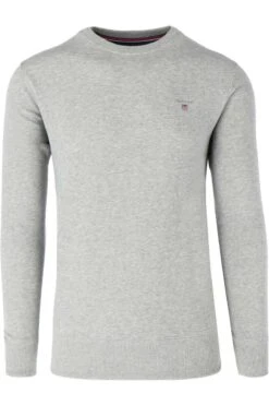 GANT Regular Fit Herren Pullover Rundhals Grau