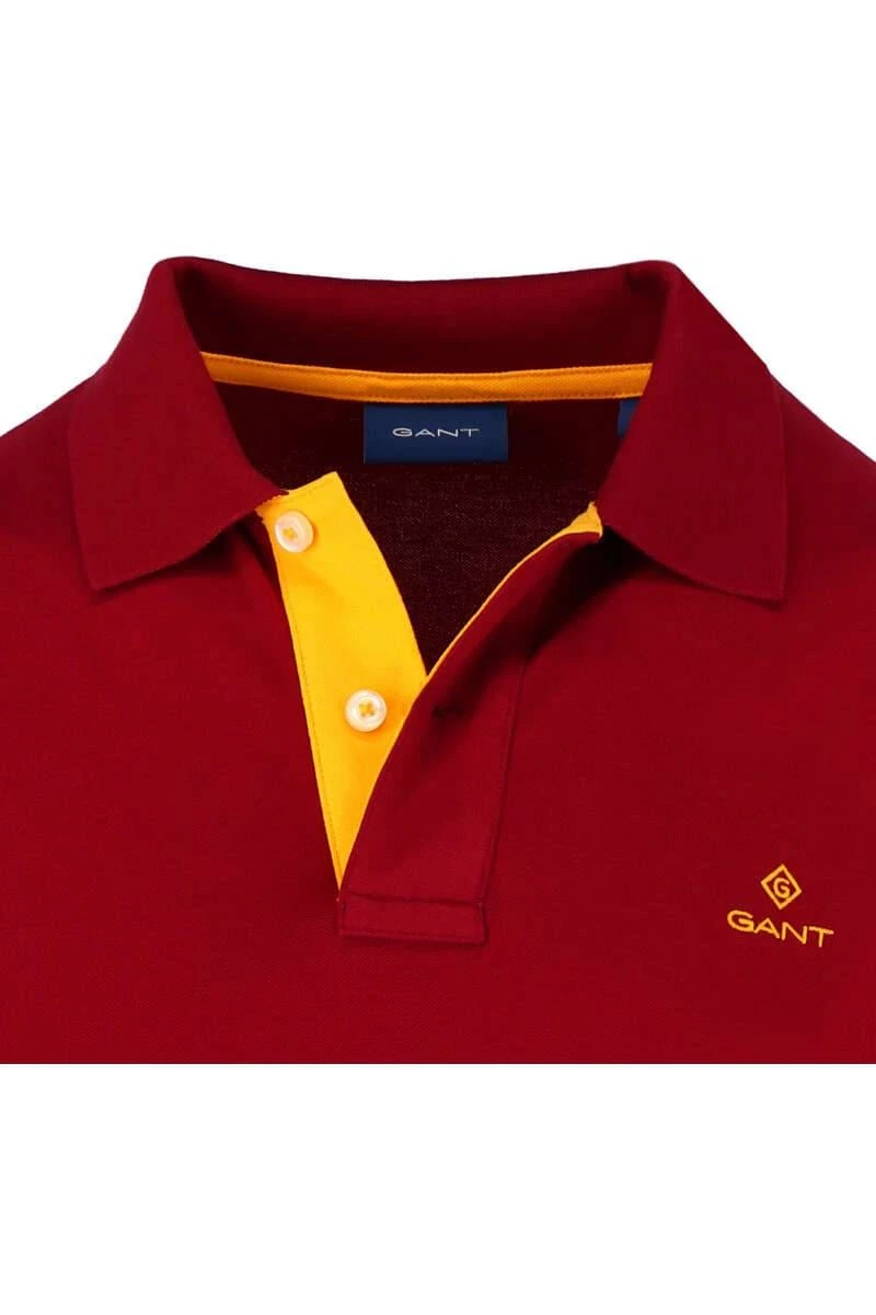 GANT Regular Fit Longsleeve Poloshirt Rot, Einfarbig 4 GANT Regular Fit Longsleeve Poloshirt Rot, Einfarbig – Bild 2