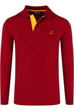 GANT Regular Fit Longsleeve Poloshirt Rot, Einfarbig