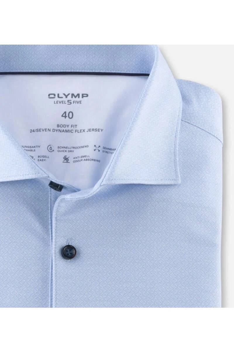 OLYMP Level Five 24/Seven Body Fit Longsleeve Poloshirt Bleu, Gemustert 4 OLYMP Level Five 24/Seven Body Fit Longsleeve Poloshirt Bleu, Gemustert – Bild 2