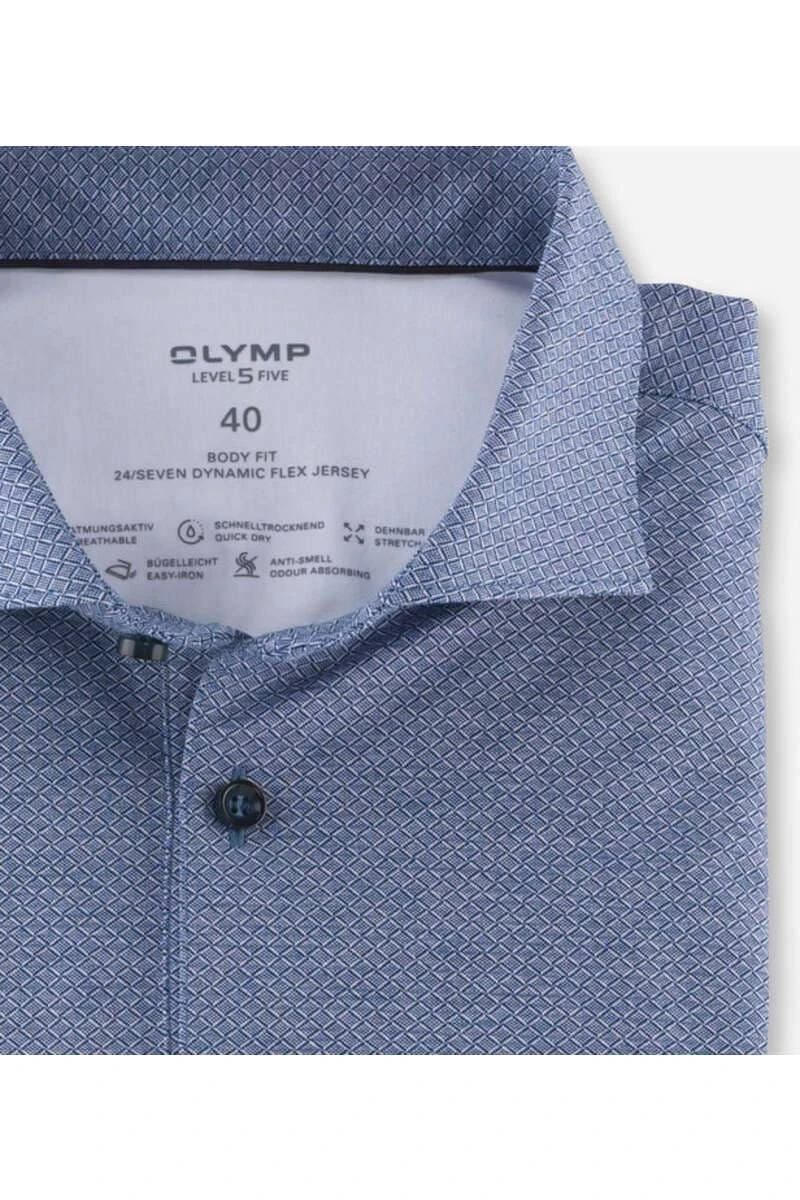 OLYMP Level Five 24/Seven Body Fit Longsleeve Poloshirt Royal, Gemustert 4 OLYMP Level Five 24/Seven Body Fit Longsleeve Poloshirt Royal, Gemustert – Bild 2