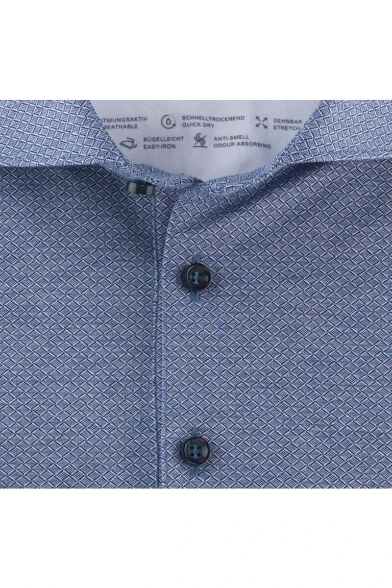 OLYMP Level Five 24/Seven Body Fit Longsleeve Poloshirt Royal, Gemustert 6 OLYMP Level Five 24/Seven Body Fit Longsleeve Poloshirt Royal, Gemustert – Bild 4