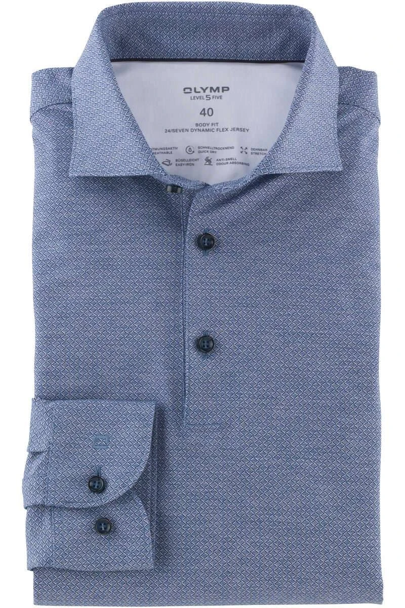 OLYMP Level Five 24/Seven Body Fit Longsleeve Poloshirt Royal, Gemustert 3 OLYMP Level Five 24/Seven Body Fit Longsleeve Poloshirt Royal, Gemustert