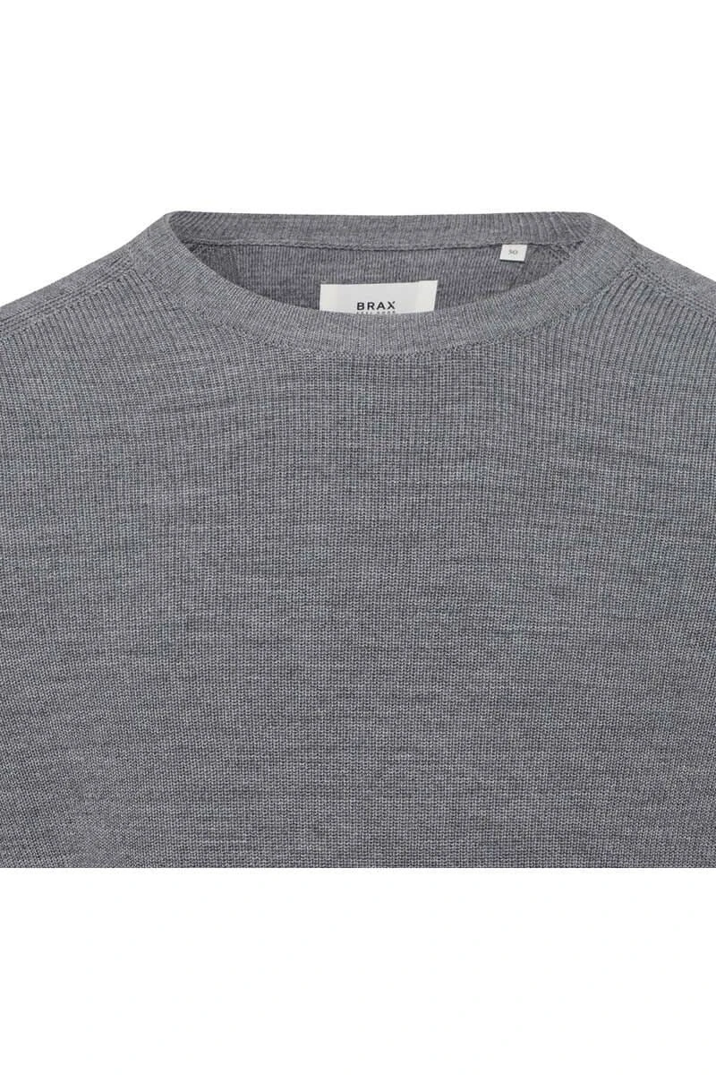 Brax Modern Fit Herren Pullover Rundhals Hellgrau 4 Brax Modern Fit Herren Pullover Rundhals Hellgrau – Bild 2