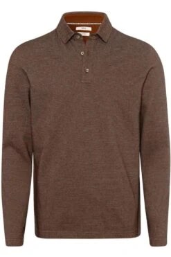 Brax Modern Fit Longsleeve Poloshirt Braun, Einfarbig