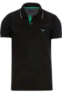 TRIGEMA Slim Fit Poloshirt Schwarz, Einfarbig