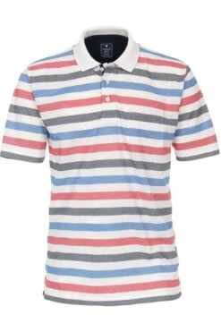 Redmond Casual Regular Fit Poloshirt Blau/rot/weiss, Gestreift