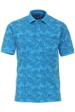 Redmond Casual Regular Fit Poloshirt Hellblau, Gemustert