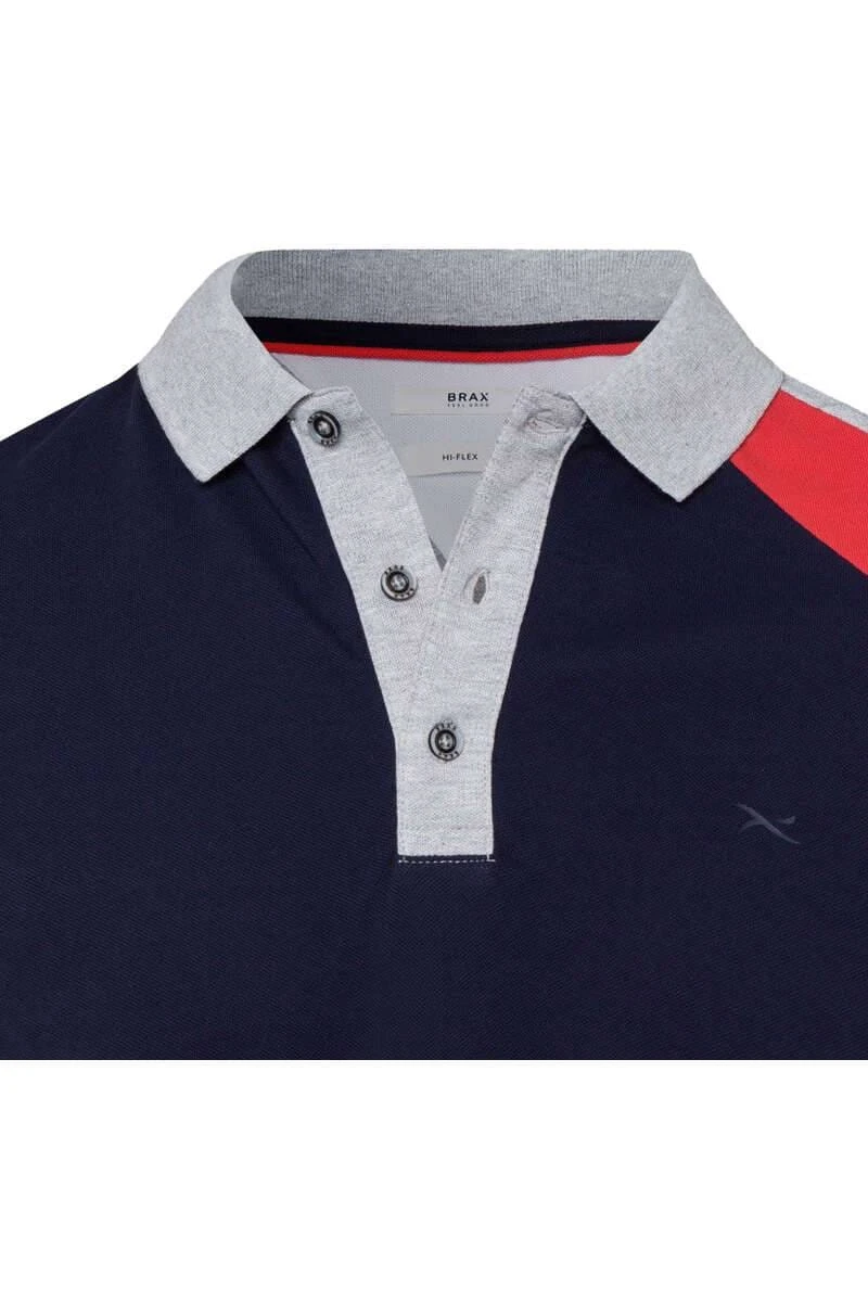 Brax Casual Modern Fit Poloshirt Blau/rot, Gemustert 4 Brax Casual Modern Fit Poloshirt Blau/rot, Gemustert – Bild 2