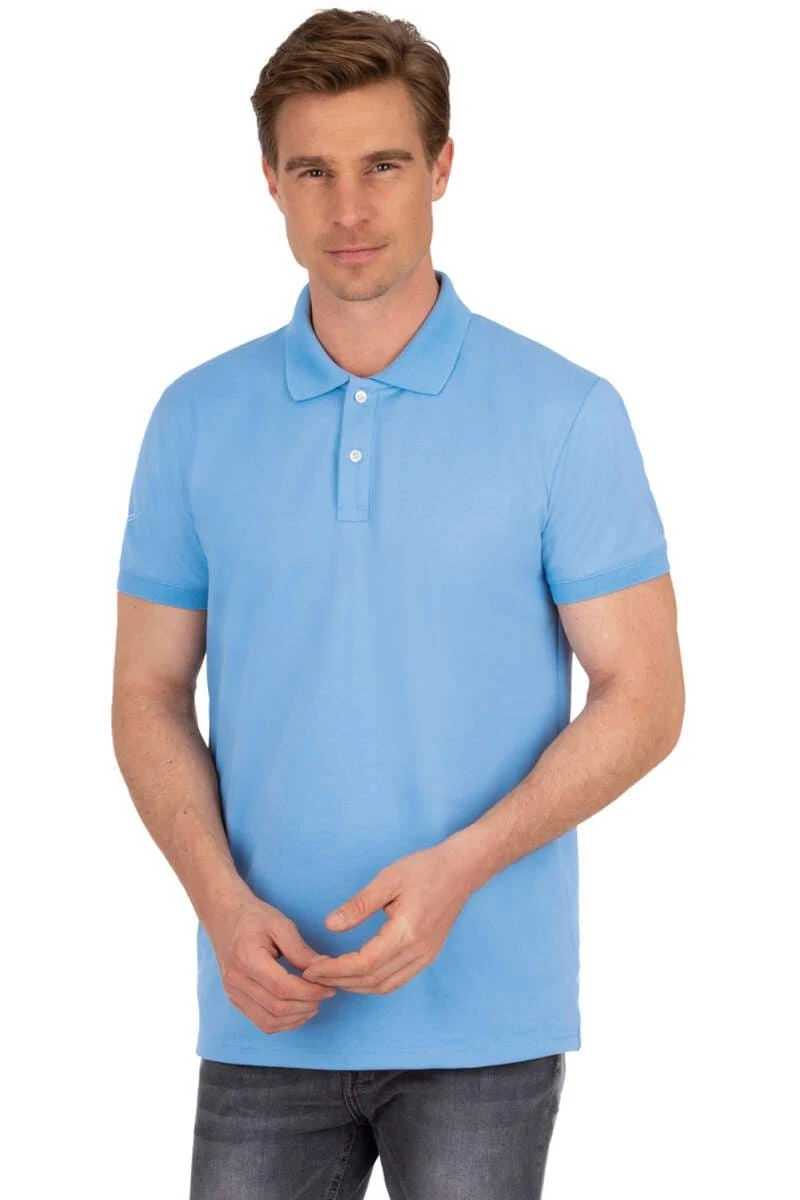 TRIGEMA Slim Fit Poloshirt Himmel, Einfarbig 4 TRIGEMA Slim Fit Poloshirt Himmel, Einfarbig – Bild 2