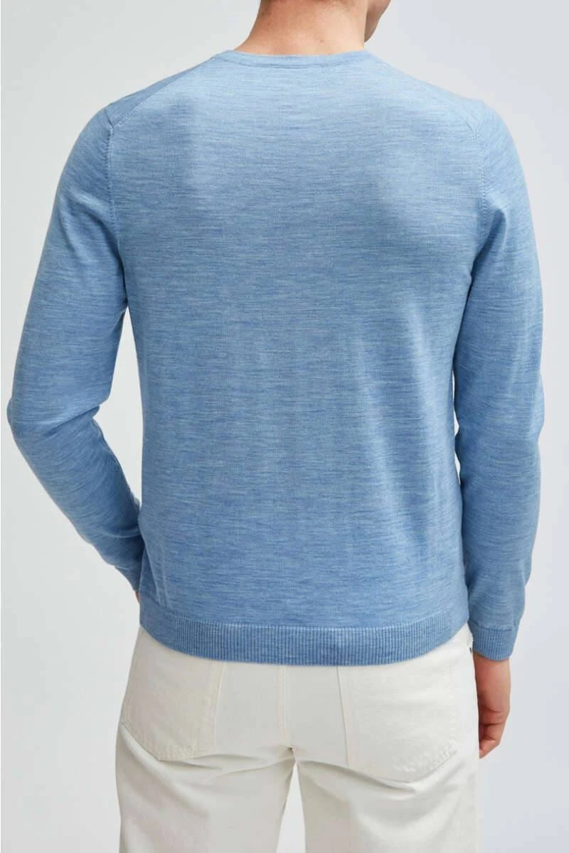 MAERZ Modern Fit Herren Pullover Rundhals Hellblau 4 MAERZ Modern Fit Herren Pullover Rundhals Hellblau – Bild 2