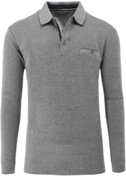 Casa Moda Longsleeve Poloshirt Grau, Gemustert
