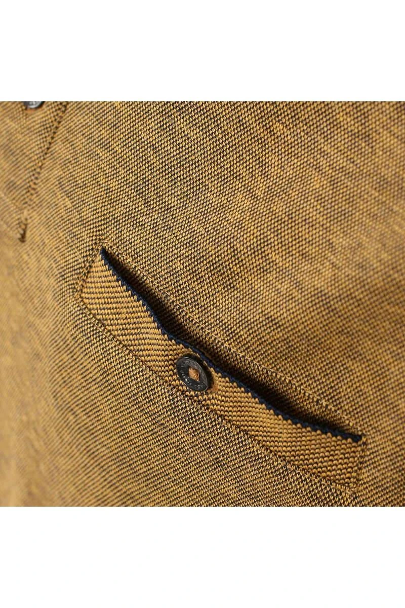 Casa Moda Casual Casual Fit Longsleeve Poloshirt Gelb, Gemustert 5 Casa Moda Casual Casual Fit Longsleeve Poloshirt Gelb, Gemustert – Bild 3