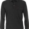 Casa Moda Longsleeve Poloshirt Anthrazit, Gemustert
