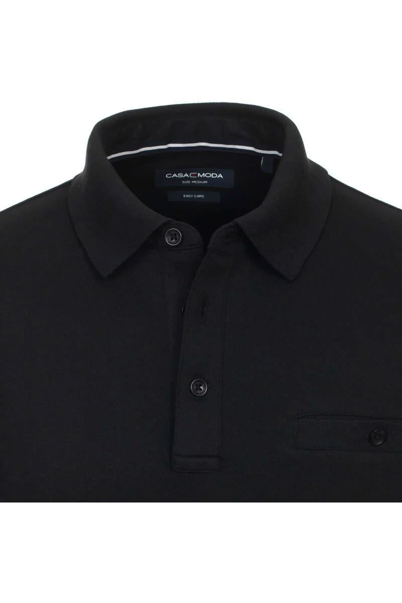 Casa Moda Casual Fit Longsleeve Poloshirt Schwarz, Einfarbig 4 Casa Moda Casual Fit Longsleeve Poloshirt Schwarz, Einfarbig – Bild 2
