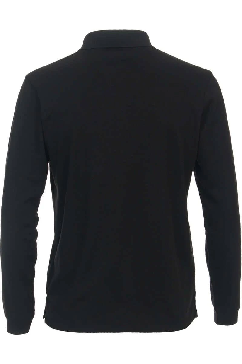 Casa Moda Casual Fit Longsleeve Poloshirt Schwarz, Einfarbig 6 Casa Moda Casual Fit Longsleeve Poloshirt Schwarz, Einfarbig – Bild 4