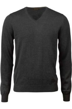 Stenströms Fitted Body Herren Pullover V-Ausschnitt Dunkelgrau