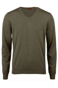 Stenströms Fitted Body Herren Pullover V-Ausschnitt Grün