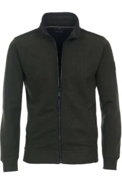 Casa Moda Casual Fit Herren Strickjacke Zip Grün