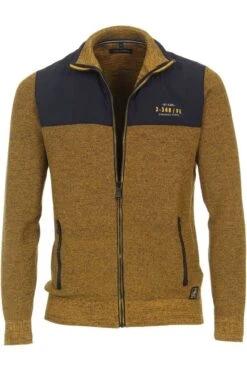 Casa Moda Casual Herren Strickjacke Zip Gelb