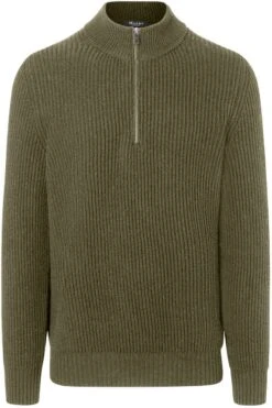MAERZ Regular Fit Herren Pullover Zip Moos