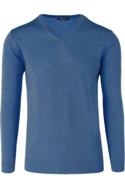 MAERZ Superwash Modern Fit Herren Pullover V-Ausschnitt Sky