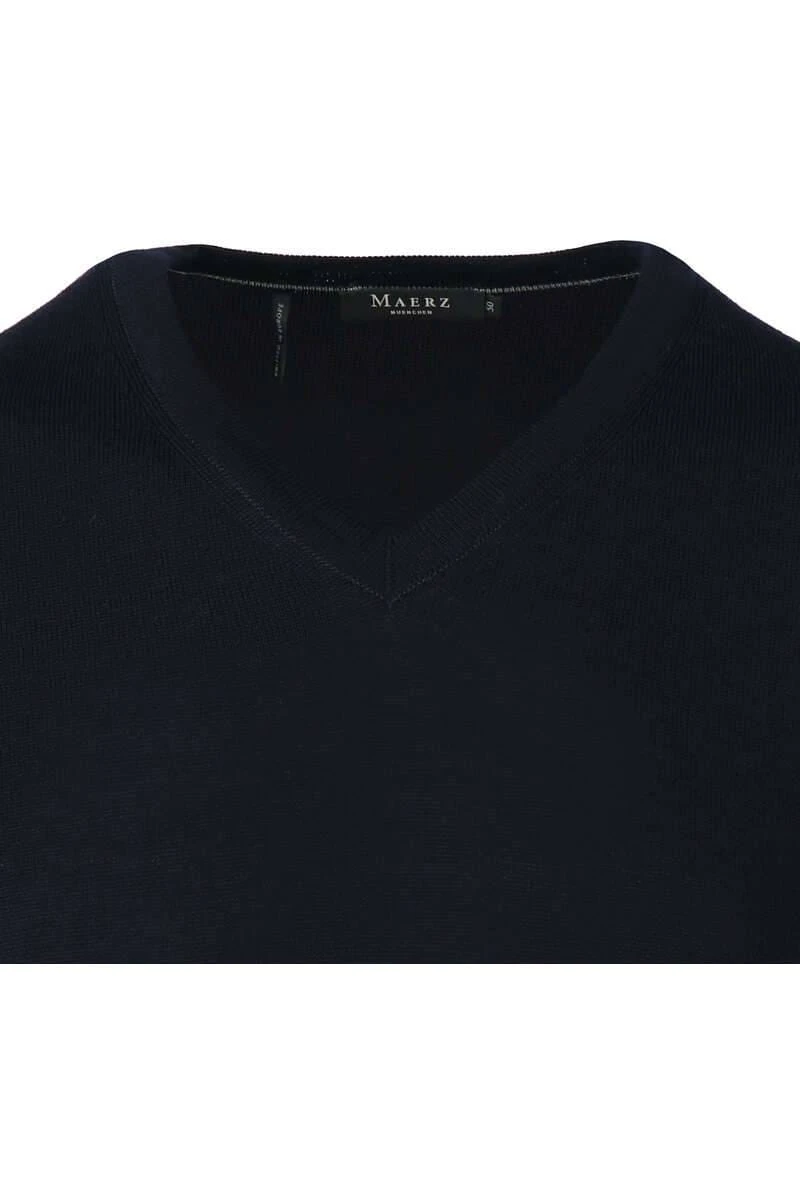 MAERZ Superwash Modern Fit Herren Pullover V-Ausschnitt Navy 4 MAERZ Superwash Modern Fit Herren Pullover V-Ausschnitt Navy – Bild 2