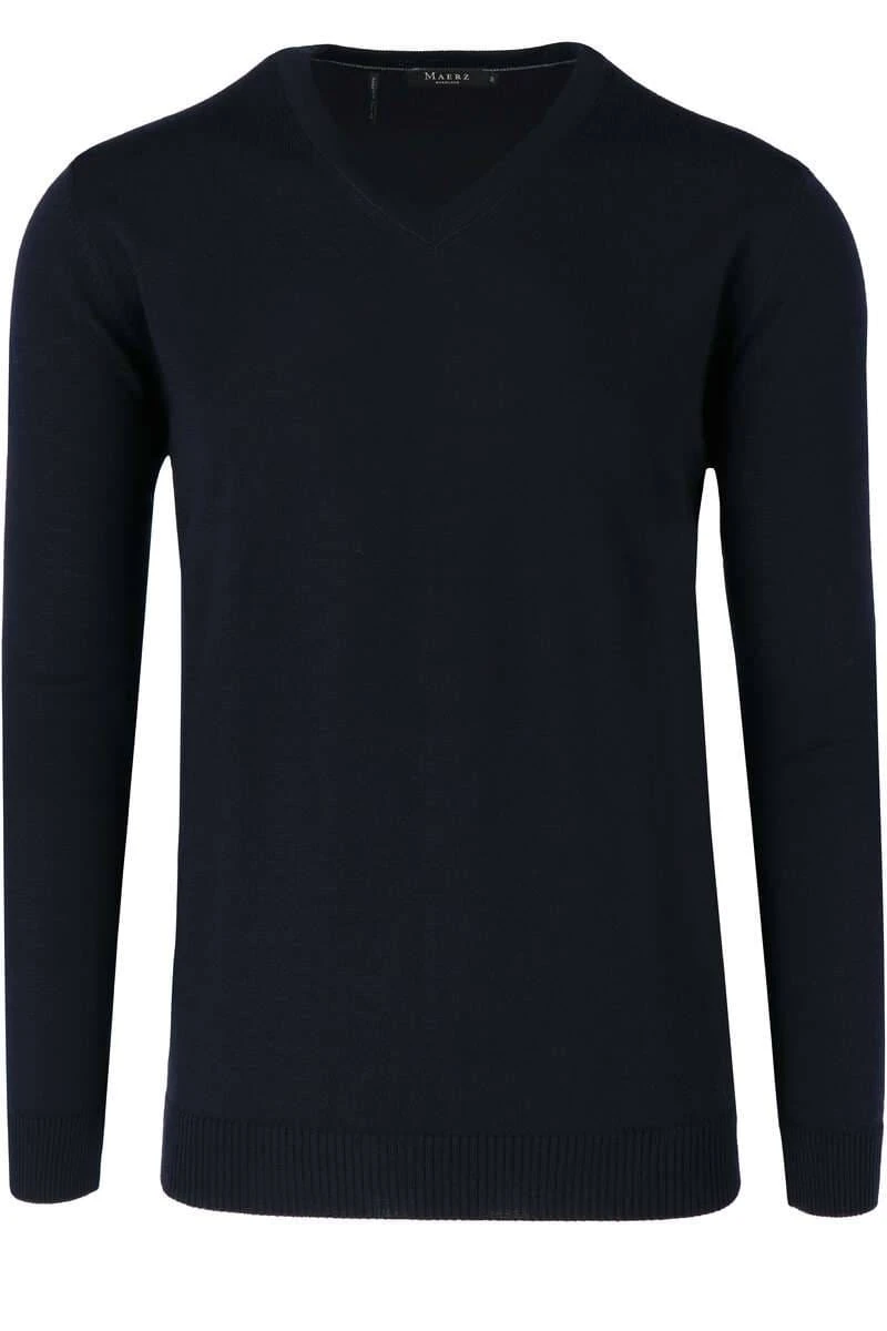 MAERZ Superwash Modern Fit Herren Pullover V-Ausschnitt Navy 3 MAERZ Superwash Modern Fit Herren Pullover V-Ausschnitt Navy