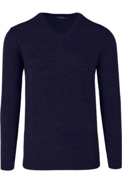 MAERZ Modern Fit Herren Pullover V-Ausschnitt Dunkellila