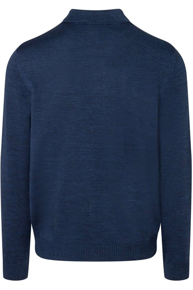 MAERZ Modern Fit Herren Pullover Polokragen Nachtblau 5 MAERZ Modern Fit Herren Pullover Polokragen Nachtblau – Bild 3
