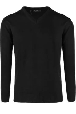 MAERZ Superwash Classic Fit Herren Pullover V-Ausschnitt Schwarz